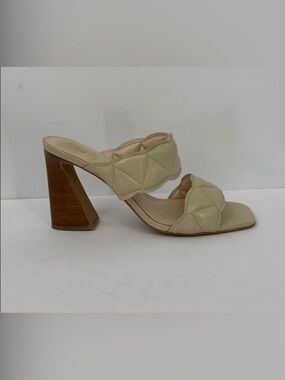 Vince Camuto Renneya slide heel double strap mule quilted puffed leather cream 8